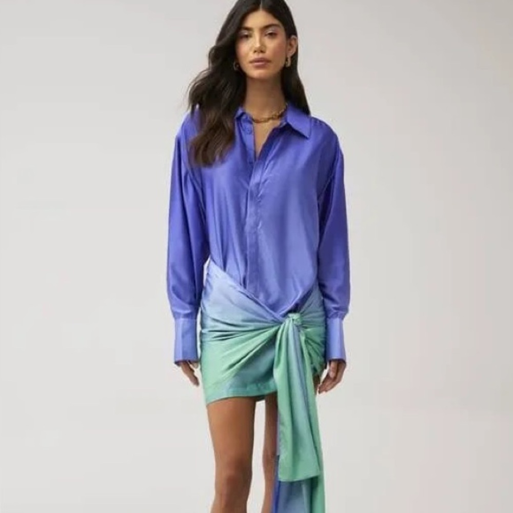 Bardot Malira Ombre Long Sleeve Shirtdress
